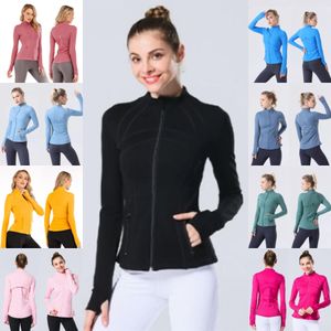 LU-088 2023 Yoga Dames Define Workout Sport Coat Fiess Jacket Sport Snel droog actieve kleding Top Solid Zip Up Sweatshirt Sportwear Hot Sell