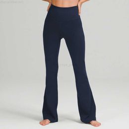 Lu-088 Groef Fitness Gym Vrouwen Yoga Broek Elastische Wijde Pijpen Flare Leggings Hoge Taille Dunne Zomer Flare Broek Sportkleding