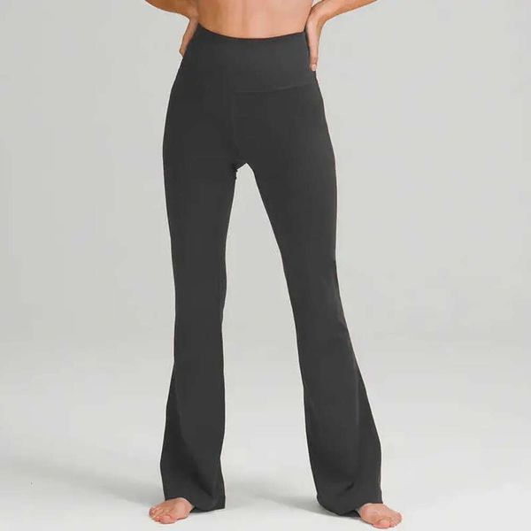 LU-088 Femmes High Waist Yoga Pantalons évasés Pantalons de sport de jambe large couleur mince hanches