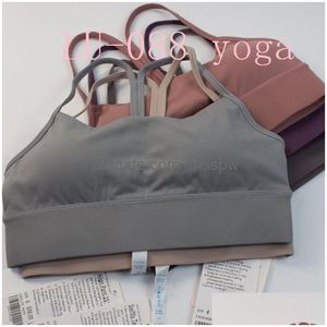 Lu-088 Femmes Confortables Élargir Ourlet Camisoles Rembourrées Réservoirs Soutien-Gorge De Sport En Forme De Y Dos Nageur Bretelles Spaghetti Hauts De Yoga Avec Dr Dhssc Amovible