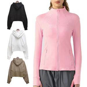 LU-088 Yoga-jas voor vrouwen Nieuwe Koreaanse mode Hoodie Slim-fit gedefinieerde workoutjas