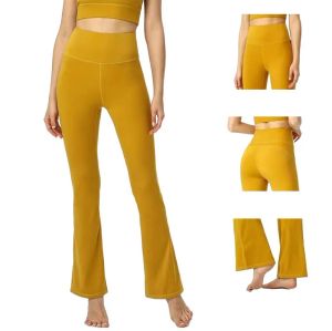 Lu-089 Groove Fitness Leggings Gym femmes pantalons de Yoga élastique jambe large Flare Leggings taille haute mince été Flare pantalon