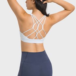 LU-10 Trajes de yoga Sin espalda Crop Tank U-Back Soft Workout Gym Bras Mujeres Racerback Tanks Sexy Sports Camisa sin mangas Tops atléticos