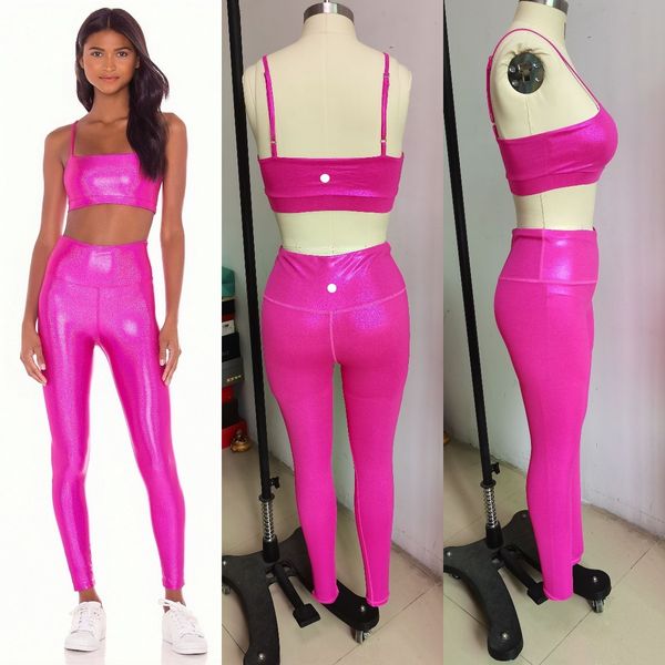 LU-1067 femmes été nouveau brillant couleur chaude Yoga soutien-gorge sport Leggings élastique respirant exercice Fitness ensemble