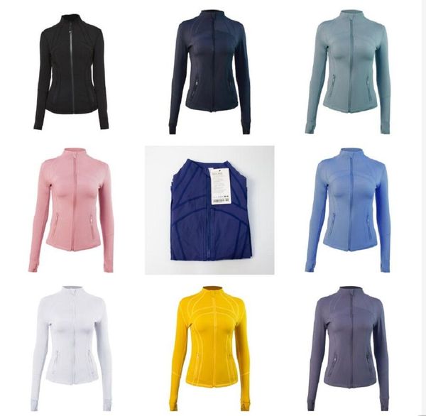 lu-11 Chaqueta de yoga para mujer, chaquetas de manga larga, abrigo deportivo para entrenamiento, ropa deportiva para niña, traje para correr, Top de secado rápido, sudadera lisa con cremallera para mujer, ropa deportiva para mujer