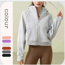 LU-123 Yogakleding Dames Sport Hoodie met volledige ritssluiting Losse casual verdikte fitnessjas GymjasG