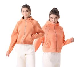 LU-123 Yoga Dessen Dames Sport Volledige rits Hoodie Loose Casual Dikked Fitness Coat Gym Jacket Hot Sale