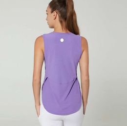 LU-1283 Dames Vest O-hals Mouwloos Zijkant Open Ademend Sneldrogend Yogashirt Hardlooptraining Losse Fitnesskleding Sporttanktop656