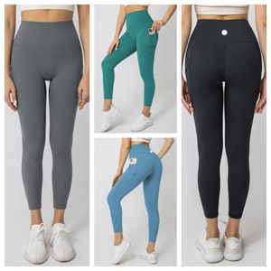 Pantalon de Yoga en Nylon à haute élasticité pour femmes, Leggings de sport de couleur unie, pantalon de course et de Fitness, LU-1471
