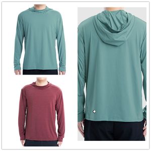 LU-1580 para hombre, camisetas para exteriores, novedad, Fitness, gimnasio, fútbol, malla trasera, deportes, camiseta de secado rápido, camisetas ajustadas con capucha para hombre