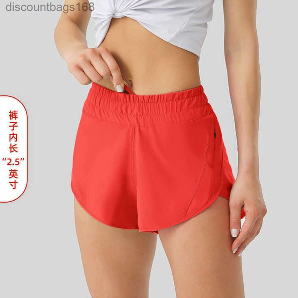 lu-16 Summer Track That 2,5 pouces Hotty Hot Shorts Lâche Respirant Séchage rapide Sport Pantalon de yoga pour femme Jupe Polyvalente Décontracté Poche latérale Gym Sous-vêtementsG