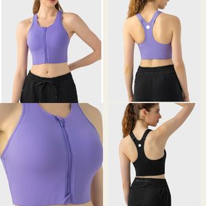 LU-1609 Women Yoga Bra Summer Flow-y Back No Steel Ring All-In-One Cup Sports Gym Mouwloze Fitness Tanktop Bras