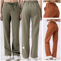 LU-1850 Chemises de yoga Lululy décontractées pour femmes automne et hiver Lululemomly Pantalon de course à séchage rapide Lululemenly à brides pour l'extérieur avec cordon de serrage et jambe droite