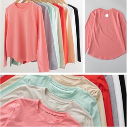 LU-1869 Dames Yoga Top Lange mouw Slim-Fit Eenvoudig Sport T-shirt Casual Fitness Wear Shirt