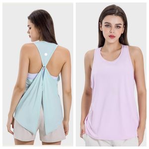 LU-1913 Vrouwen Back Swing Split Butterfly Strap Sportvest Ijs Ademend Holle Rug Yoga Kleding Top