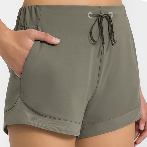 LU-2023 Femmes Sports Shorts Pantalons de yoga décontractés Pantalons courts à dessin en tissu mou