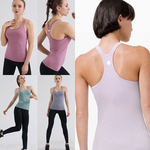 Débardeur de Yoga sans manches pour femmes, coupe cintrée, gilet de Fitness, d'entraînement de sport, côtelé avec soutien-gorge rembourré, LU-2040