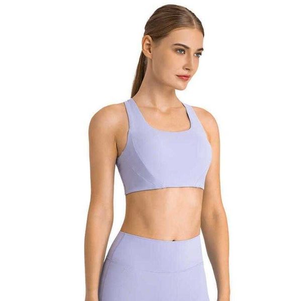 LU-216 Haute Élastique Stéréo Fendu Façonnage Soutien-Gorge De Sport Débardeurs Nude Haute Résistance Soutien Antichoc Chemise Sous-Vêtements De Gymnastique