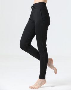 lu-22 Femmes Jogging Yoga neuvième pantalon poche Fitness doux taille haute hanche ascenseur élastique pantalons décontractés cordon jambes pantalons de survêtement