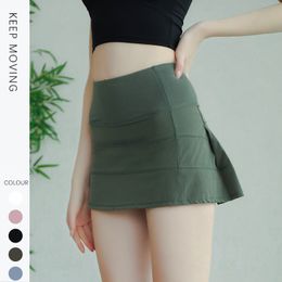 Lu-23 Tennis plissé Yoga jupe vêtements de sport en cours d'exécution Fiess citron Golf Skorts jupes pour femmes doux respirant mignon Lu Shorts