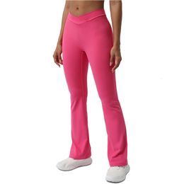 Pantalon évasé de Fitness en forme de V croisé, pantalon de Yoga froissé, sans ligne en T, Leggings de sport à séchage rapide, vêtements d'exercice serrés, LU-241