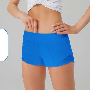 LU248 Dames Sport Shorts Casual Fiess Hotty Hot Pants For Woman Girl Workout Gym Running Sportswear met ritszak snel drooggaas