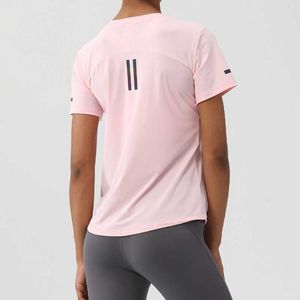 LU-306 Yoga Tops Gym Kleding Dames losse elastische sportoverhemden Ademend snel droge droge fitness korte mouwen T-shirt