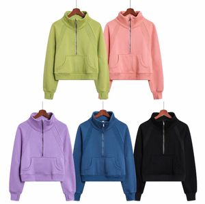 LU-3299 femmes broderie veste demi-fermeture éclair col montant sweats Yoga vêtements de sport Sports de plein air Yoga tenue veste