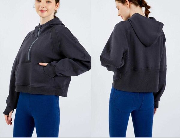 Lu-33, suéter con semicremallera, sudadera con capucha para mujer, trajes de Yoga, moda holgada, abrigo de ocio, correr, Fitness, Yoga, ropa de gimnasio gruesa informal