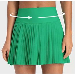 Lu-383 Jupes plissées Tenues de yoga Tennis Golf Shorts de sport avec poche intérieure Leggings pour femmes Pantalon respirant à séchage rapide Courir Exerc High