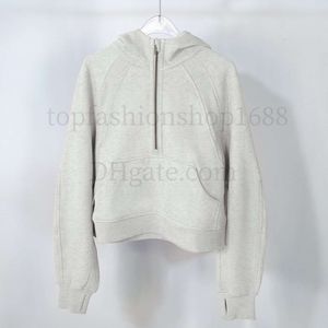 Lu-43 Herfst Winter Yoga Pak Scuba Hoodie Half Zip Dames Sporttrui Losse Gym LL Jas Fitness Korte Pluche Jas Sweatshirt