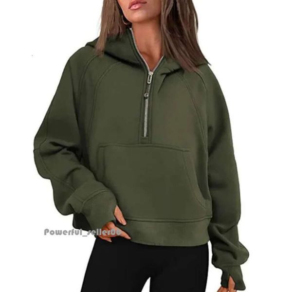 Lu-43 Automne hiver Yoga costume plongée à capuche demi-fermeture éclair femmes pull de sport veste de gymnastique en vrac Fitness court manteau en peluche sweat-shirt 2833