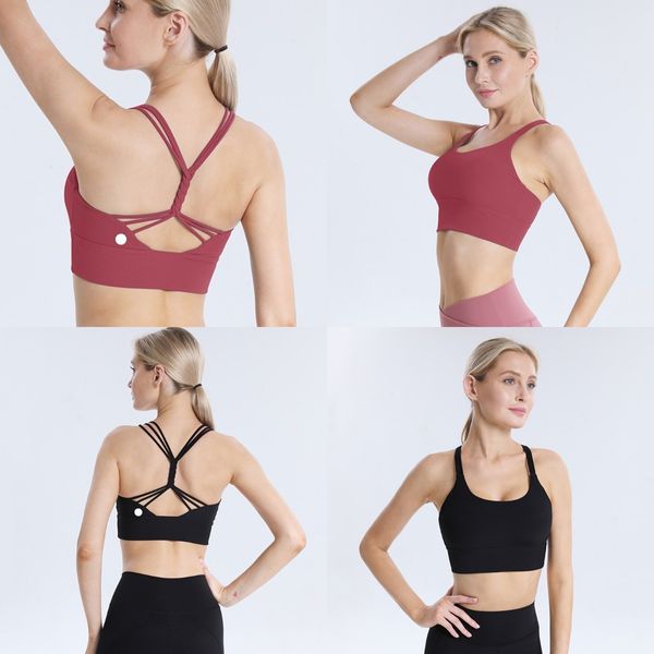 Soutien-gorge de Yoga pour femmes, en forme de Y, avec coussinet de poitrine, résistant aux secousses, pour course à pied, entraînement, débardeur de gymnastique, LU-452