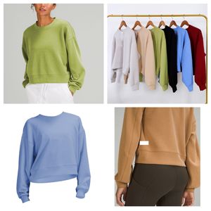 LU-467 Sweatshirts Vêtements de yoga parfaitement surdimensionnés automne femmes pulls à capuche de mode pull sport col rond manches longues décontracté haut ample