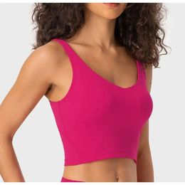 Lu-54 Vêtements de sport Débardeurs pour femmes Débardeurs dos en U Yoga Align Sous-vêtements de sport Antichoc Course à pied Fitness Soutien-gorge haute résistance rembourré V 26