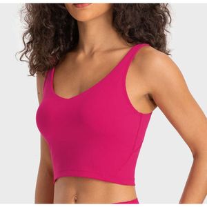 lu-54 Vêtements de sport Débardeurs pour femmes Débardeurs dos en U Yoga Align Sous-vêtements de sport Antichoc Course Fitness Soutien-gorge haute résistance Gilet rembourré