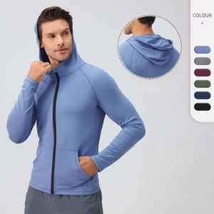 LU-610 veste de sport pour hommes avec fermeture éclair à capuche Yoga Fitness manteau à manches longues séchage rapide hauts d'entraînement de course