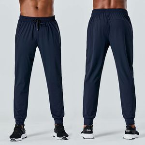 LU-622 Pantalon long de jogging pour hommes, tenue de Sport, de Yoga, de plein air, de ville, avec poches de gymnastique, pantalon de survêtement pour hommes, décontracté, taille élastique, fitness