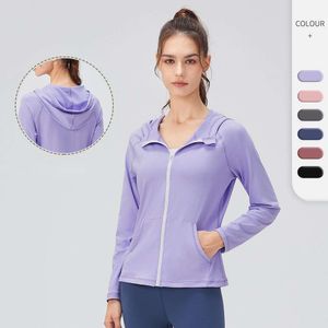 LU-624 Yoga-jas voor dames, afslankende fitnessjas, ritssluiting, sneldrogend, hardloopsporttop, trainingskleding, gymkleding
