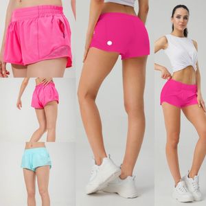 LU-650 Shorts de yoga féminins LU-650 Tenues de fitness d'exercice Portez des filles courtes courtes coulant des pantalons élastiques poches de sport