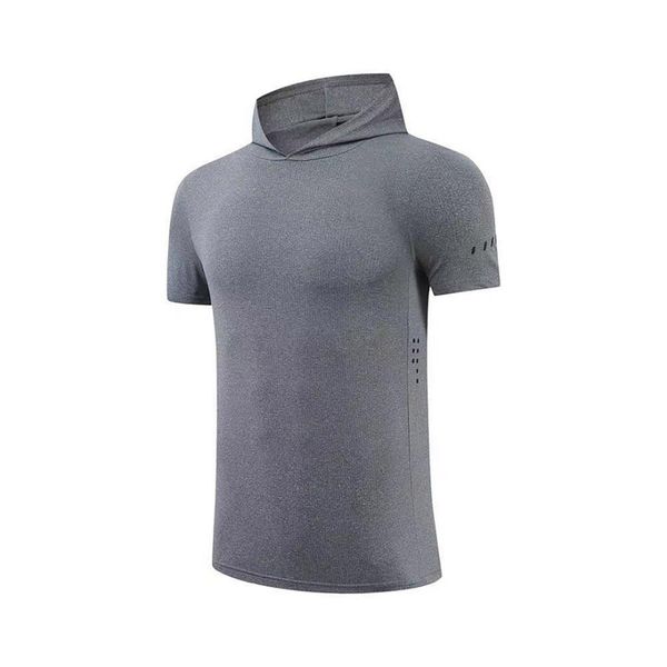 lu-6693 verano ropa de correr de secado rápido ropa deportiva camiseta deportiva de manga corta con capucha para hombres europeos y americanos Consulte la tabla de tallas para comprar