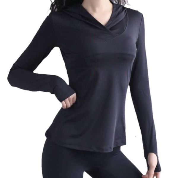 Lu-75 Sweat à capuche coeur de pêche course à pied sport Fitness haut à manches longues vêtements de yoga veste pour femme à séchage rapide chemises à boucle de pouce d'hiver