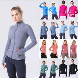 LU-78 top rits jas hooded outfit yoga kleding lange mouw sweatshirts duimgat training hardloopjas lu dames slanke fitness LL jas