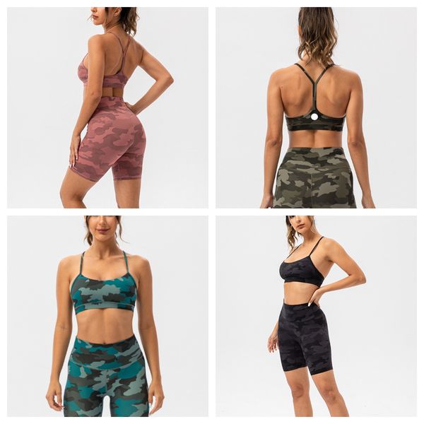 LU-827 Nude Tie Dye Camouflage Sports Pantalons Yoga Tie Tie Dye Herringbone Back Sports Bra Yoga Wear Set