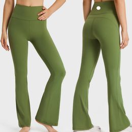 LU-852 Femmes Pantalons évasés Yoga Belly Bell-Bottom Pantalon Fitness High Waid Pantal