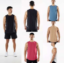 Lu-864 Men Yoga-outfit Solid Color Sports Leisure Plus Size Vest oefening Ademtabele mouwloze o nek basketbaltanktops braak