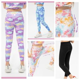 LU-891 Girls Sports Pantys Graffiti Gedrukte hardlooplopend kinder danstraining Fiess broek