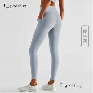 LU-92 Yoga Pants High Taille Gym Leggings Side Pocket Running Sports Fitness Panty Casual workout Oefening Troeven 651