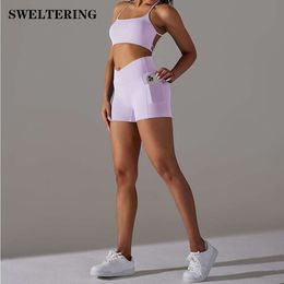 Lu Align Align Lu Lemon Clothes 2PCS Workout Dames Sport Yoga Set Push Up Gym Damesoutfits Sportbeha Shorts Activewear Sets Vrouw Trac