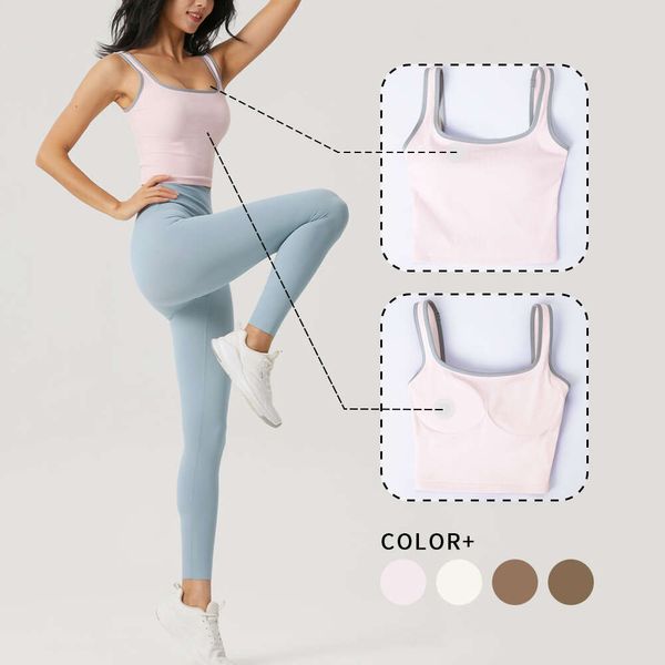 Lu Align Align Lu Lemon Collision WISRUNING gilet côtelé hauts de sport femmes coupe semi-fixe réservoir de Yoga Push Up soutiens-gorge Fiess femme entraînement Unde